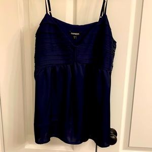 Sexy Navy blue spaghetti strap Express top NWT! Slightly sheer, side zipper!